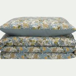 Housse de couette enfant 140x200cm et 1 taie d'oreiller 65x65cm en coton - motifs butine nuit