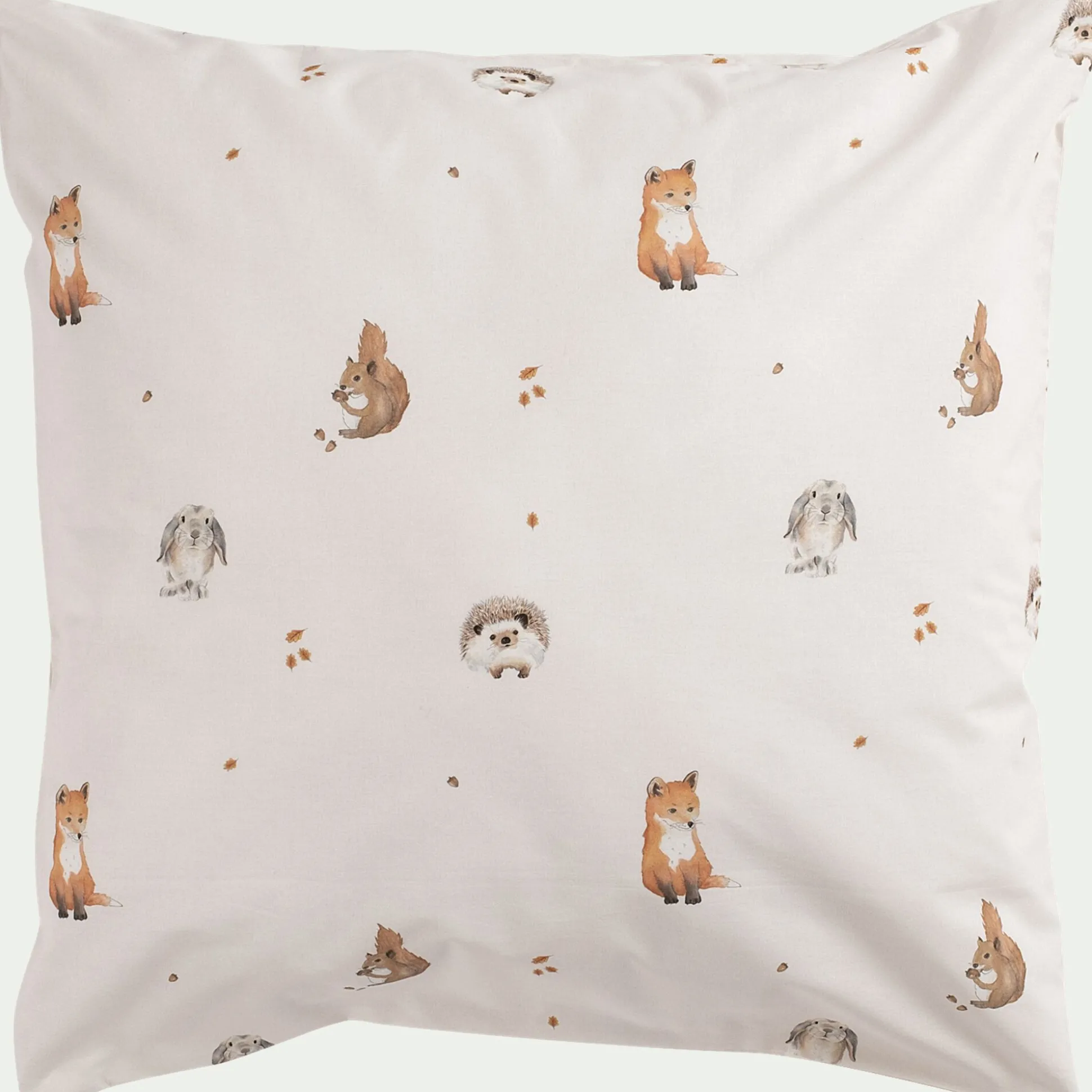 Housse de couette enfant 140x200cm et 1 taie d'oreiller 63x63cm motif animaux en coton - blanc