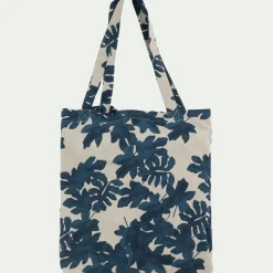 Housse de couette 260x240cm et 2 taies d'oreiller 63x63cm en coton avec motif feuilles - bleu