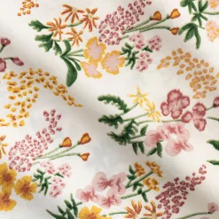 Housse de couette 240x220cm et 2 taies d'oreiller 63x63cm motif floral en coton lavé - orange