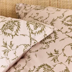 Housse de couette 240x220cm et 2 taies d'oreiller 63x63cm en coton motif baroque - blanc