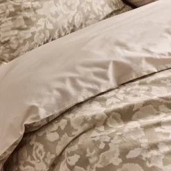 Housse de couette 240x220cm et 2 taies d'oreiller 63x63cm en percale de coton motif floral - beige