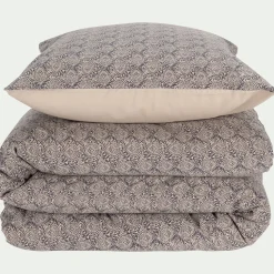 Housse de couette 260x240cm et 2 taies d'oreiller 63x63cm en coton et lin - motif amande