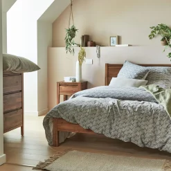 Housse de couette 260x240cm et 2 taies d'oreiller 63x63cm en coton et lin - motif amande