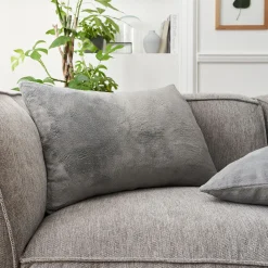 Housse de coussin effet polaire 40x60cm - gris restanque