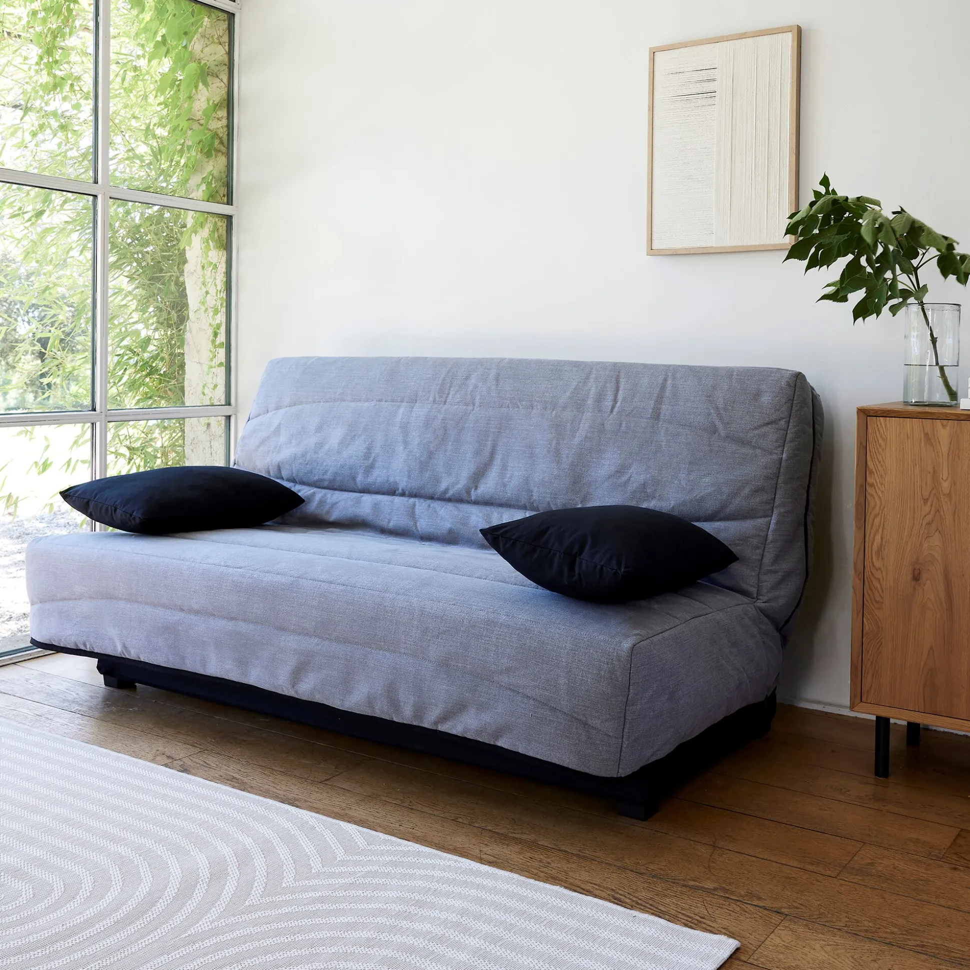 Housse pour canapé clic-clac et 2 housses de coussin 130x190cm - gris borie