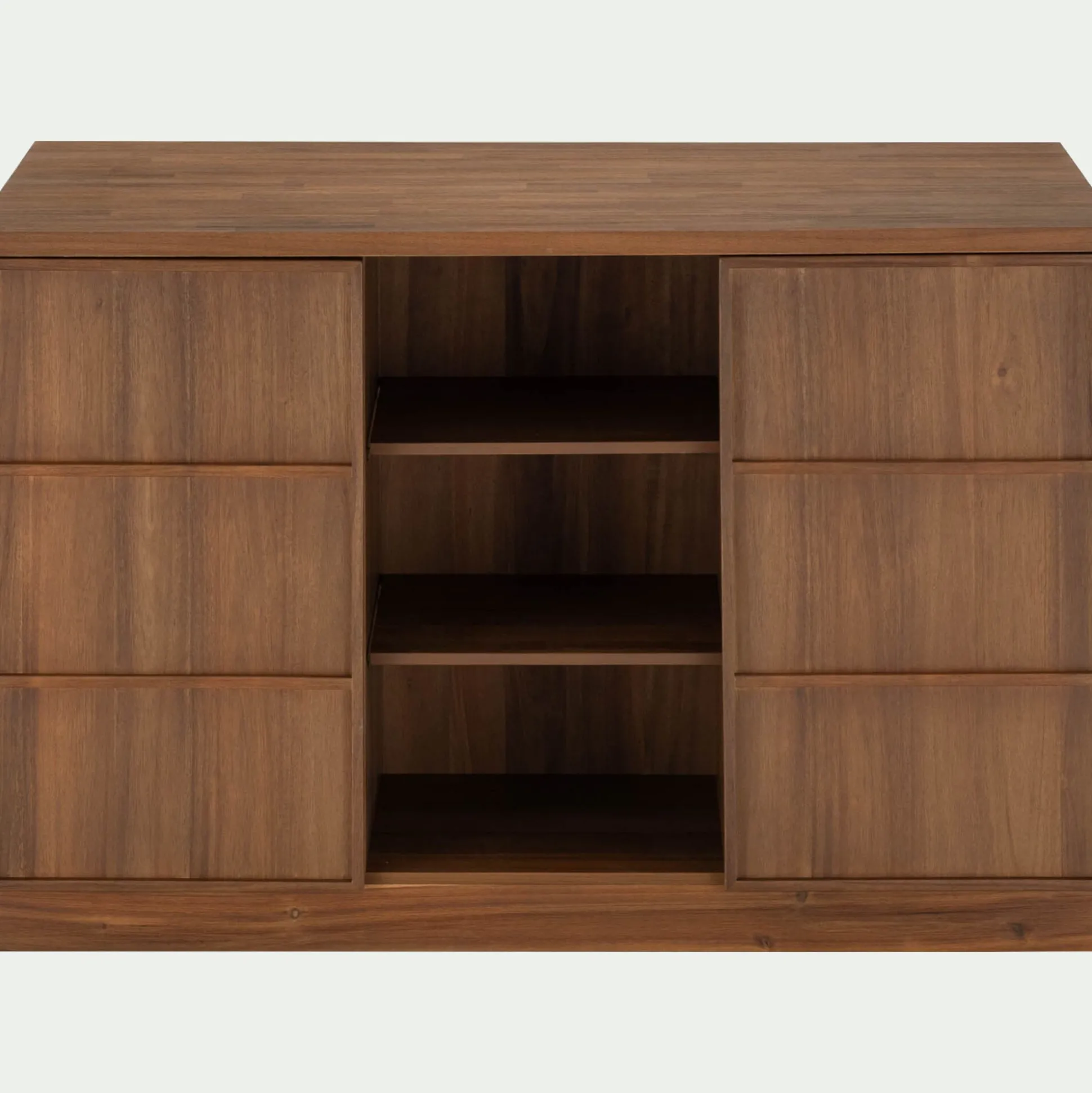 Ilot central de cuisine avec rangement en acacia L140cm - bois foncé