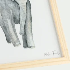 Image aquarelle encadrée Éléphant - A4