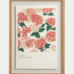 Image encadrée d'hortensias 45x63cm - rose