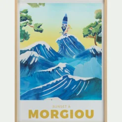 Image encadrée motif morgiou 53x73cm - bleu
