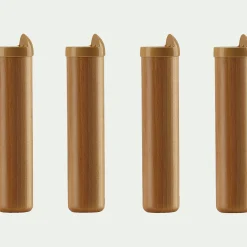 Jeu de 4 pieds de sommier cadre à lattes en hêtre massif H22 cm - bois clair