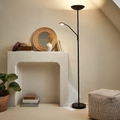 Lampadaire électrifié droit en acier H180cm - noir