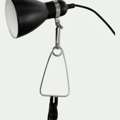 Lampe à pince électrifiée en acier - noir H34cm