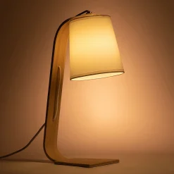 Lampe à poser en bois et coton H43cm E14