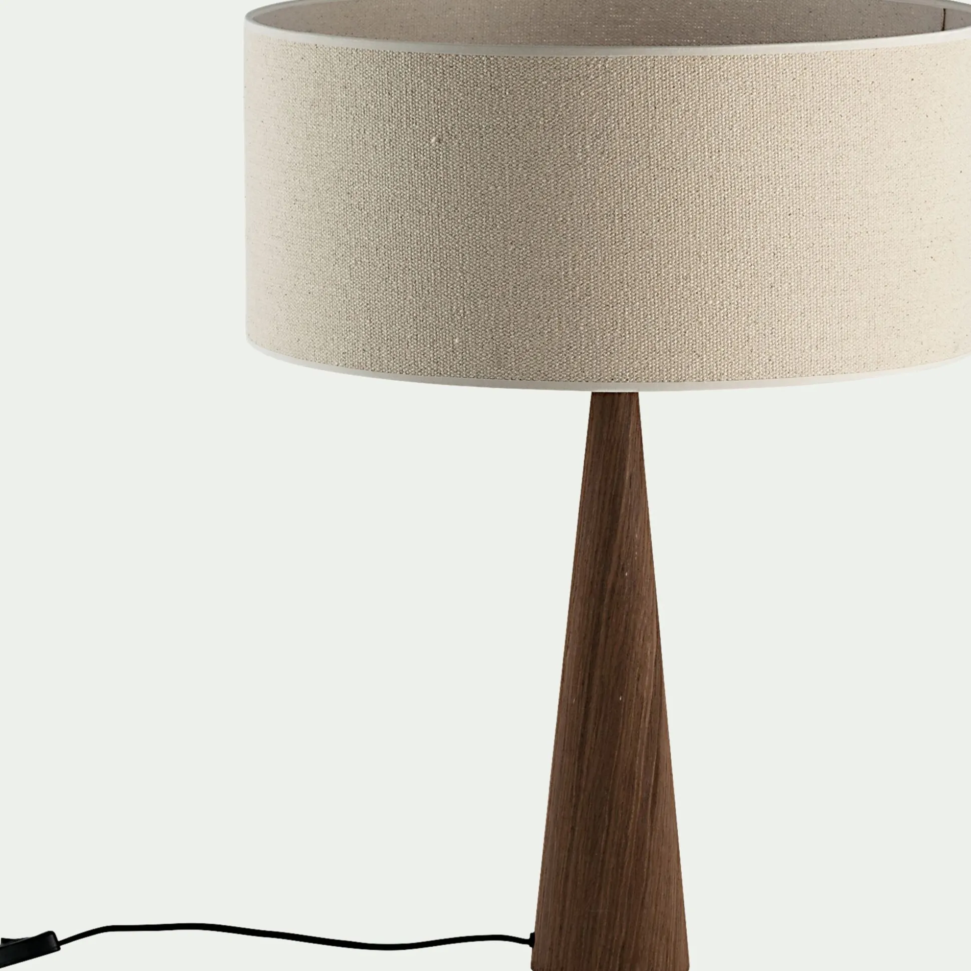 Lampe à poser en métal effet bois foncé et jute - beige D50cm
