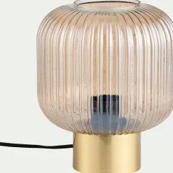 Lampe à poser en verre D20cm - marron ambré