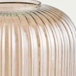 Lampe à poser en verre D20cm - marron ambré