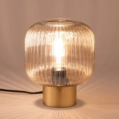 Lampe à poser en verre D20cm - marron ambré