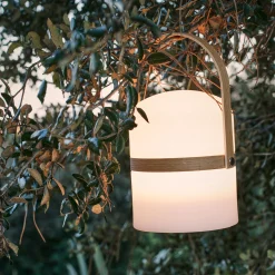 Lampe à poser extérieur nomade H26,50xD14,50cm - blanc