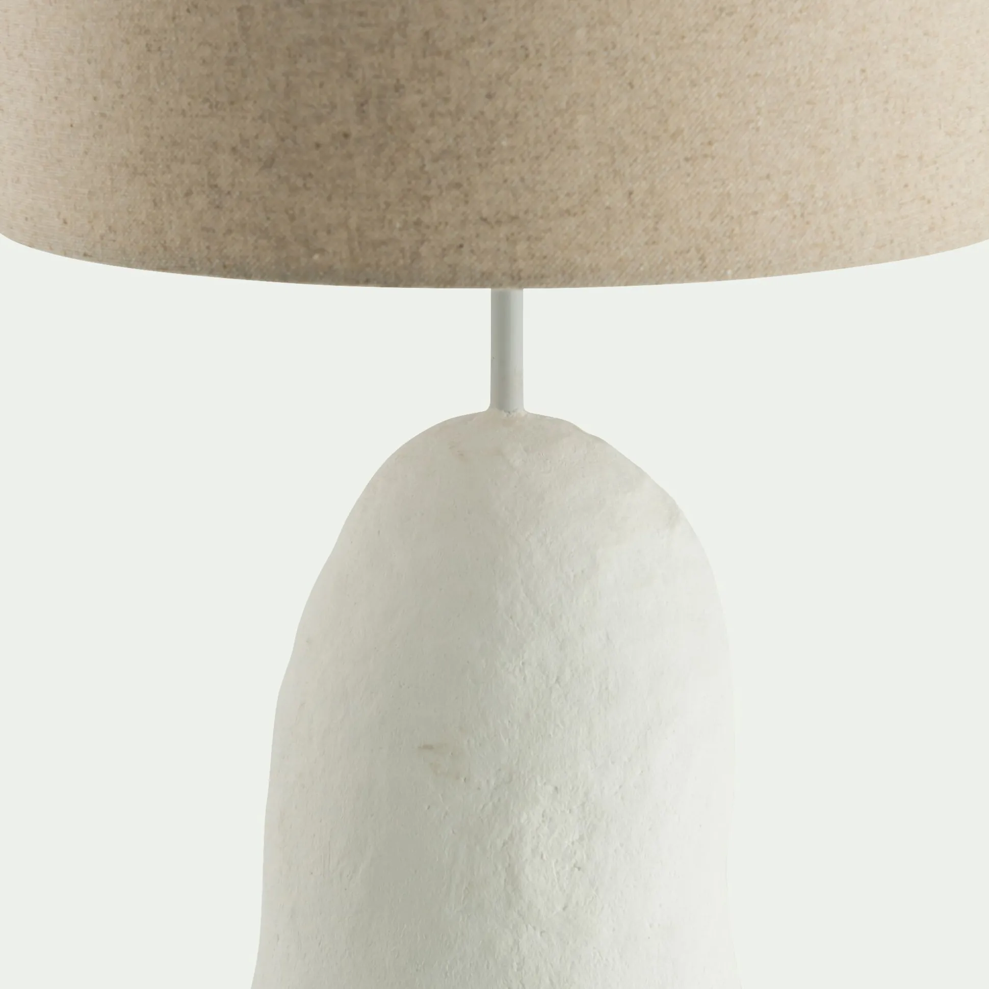 Lampe à poser électrifiée en céramique et lin H55cm - blanc