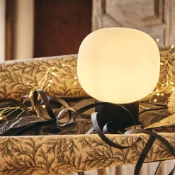 Lampe à poser électrifiée en verre et en fer - noir