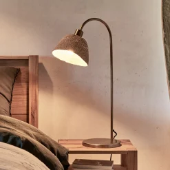 Lampe à poser électrifiée en métal et jonc de mer H68cm - doré