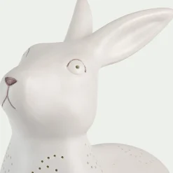 Lampe à poser électrifiée forme lapin en porcelaine H26,5cm - blanc
