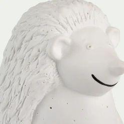 Lampe à poser électrifiée forme hérisson en porcelaine H19,8cm - blanc