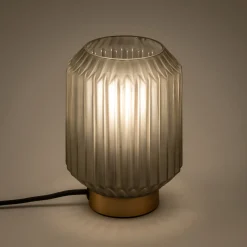 Lampe de table en verre et acier H17cm - gris