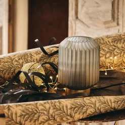 Lampe de table en verre et acier H17cm - gris