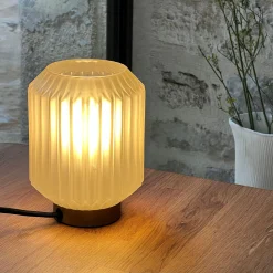 Lampe de table en verre et acier H17cm - blanc