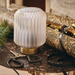 Lampe de table en verre et acier H17cm - blanc