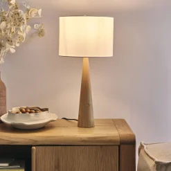 Lampe en bois clair et coton - noir