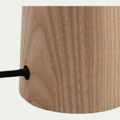 Lampe en bois clair et coton - noir