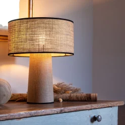Lampe en lin calandré - naturel H40cm