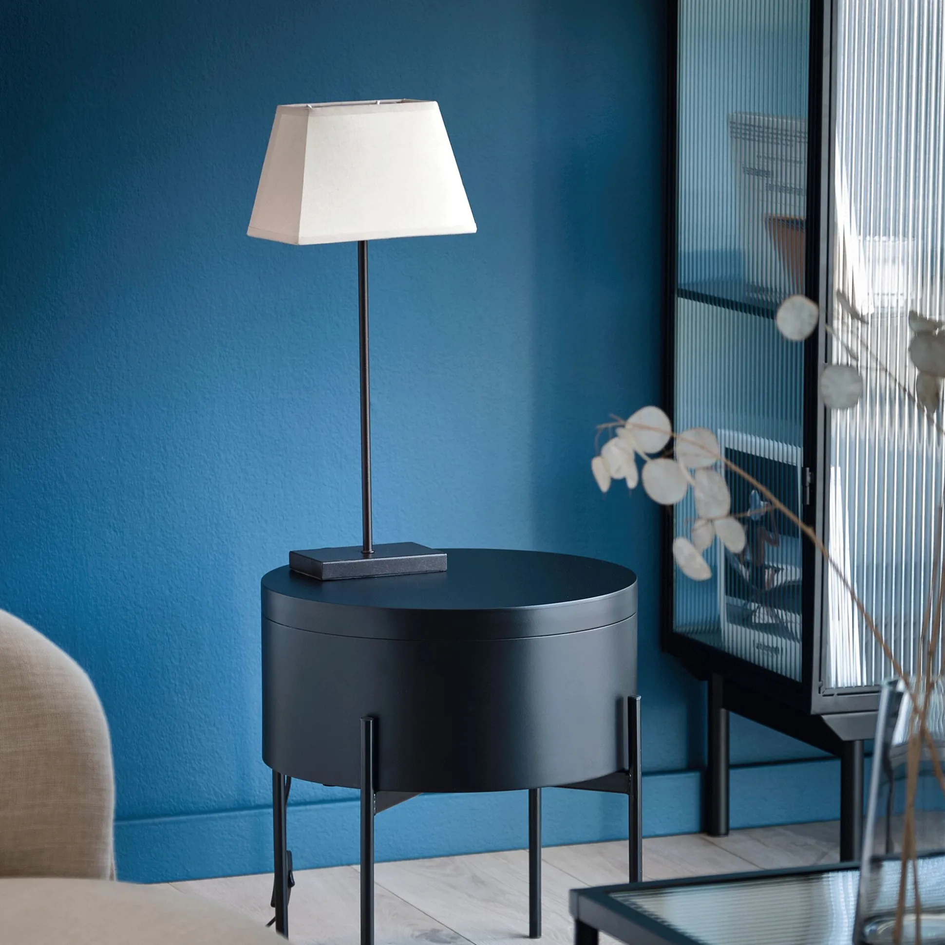 Lampe métal avec abat-jour H47cm - taupe clair