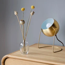 Lampe ronde en métal doré H26cm