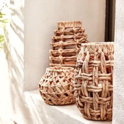 Lanterne en jacinthe d'eau H28cm - naturel