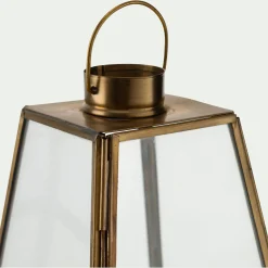 Lanterne miniature en verre et fer H14cm - doré