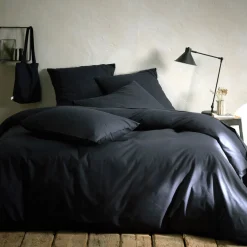 Linge de lit uni en coton - gris calabrun