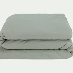 Linge de lit uni en coton - vert olivier
