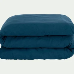 Linge de lit uni en coton - bleu figuerolles