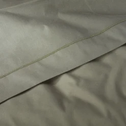 Linge de lit uni en coton - vert cèdre