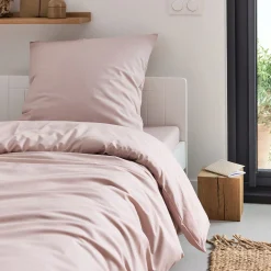 Linge de lit uni en coton - rose rosa