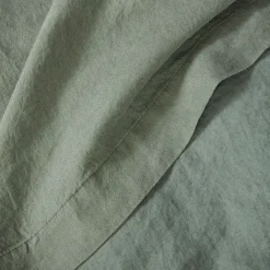 Linge de lit uni en lin lavé - vert cèdre