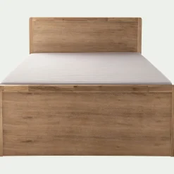 Lit 2 places avec tête de lit en acacia 160x200cm - bois clair