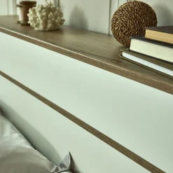 Lit 2 places avec tête de lit en bois 140x200cm - blanc