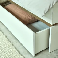 Lit 2 places avec tête de lit en bois 160x200cm - blanc