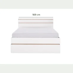 Lit 2 places avec tête de lit en bois 160x200cm - blanc