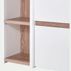 Lit 2 places avec tête de lit en bois 160x200cm - blanc